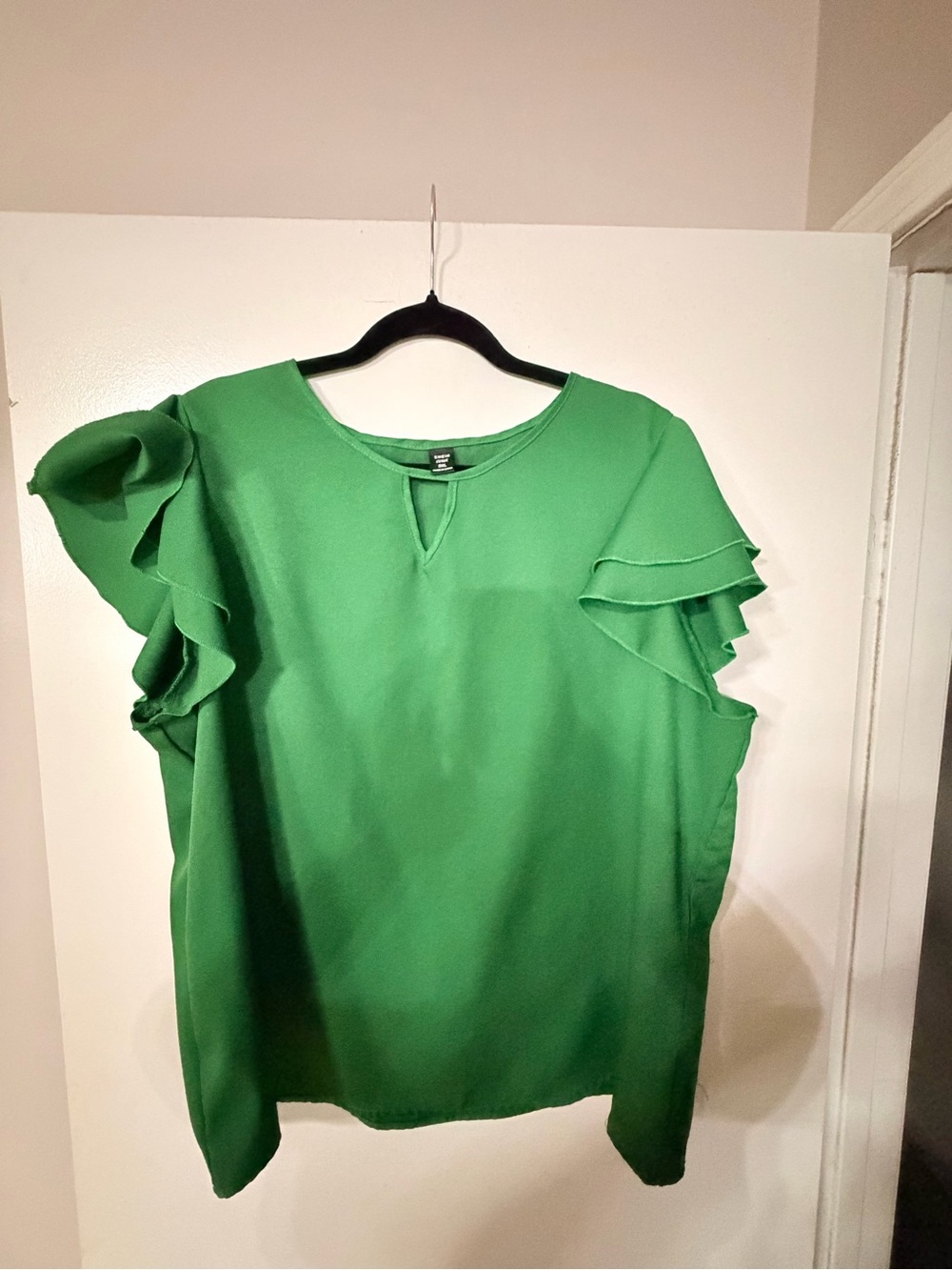 SHEIN Green Ruffle Sleeve Blouse